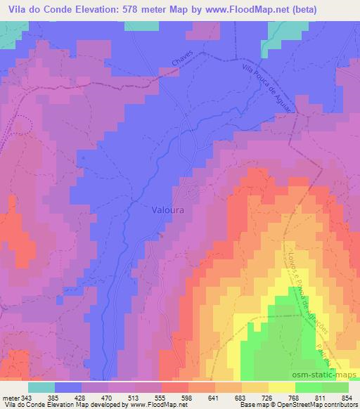 Vila do Conde,Portugal Elevation Map