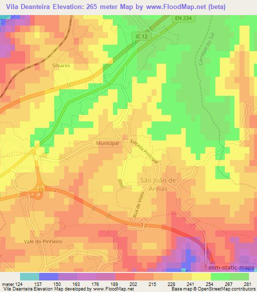 Vila Deanteira,Portugal Elevation Map