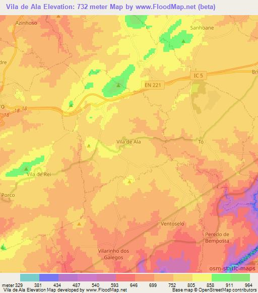Vila de Ala,Portugal Elevation Map
