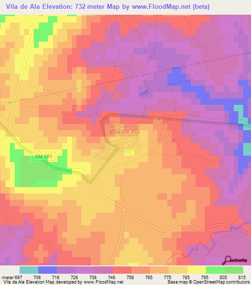 Vila de Ala,Portugal Elevation Map
