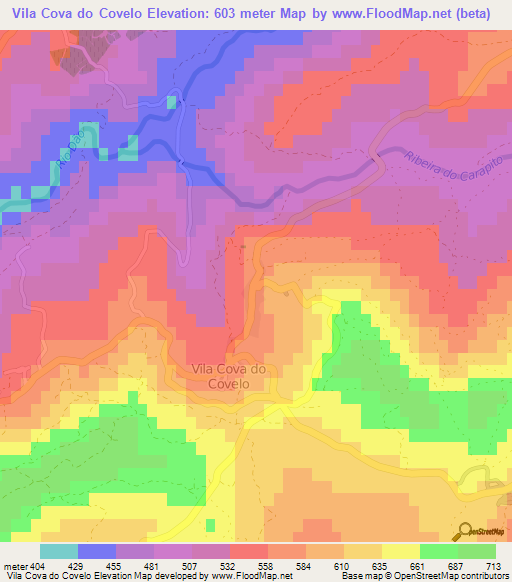 Vila Cova do Covelo,Portugal Elevation Map