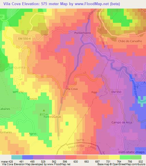 Vila Cova,Portugal Elevation Map