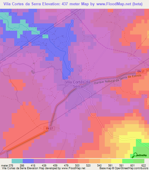Vila Cortes da Serra,Portugal Elevation Map