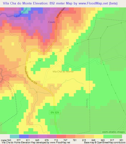 Vila Cha do Monte,Portugal Elevation Map