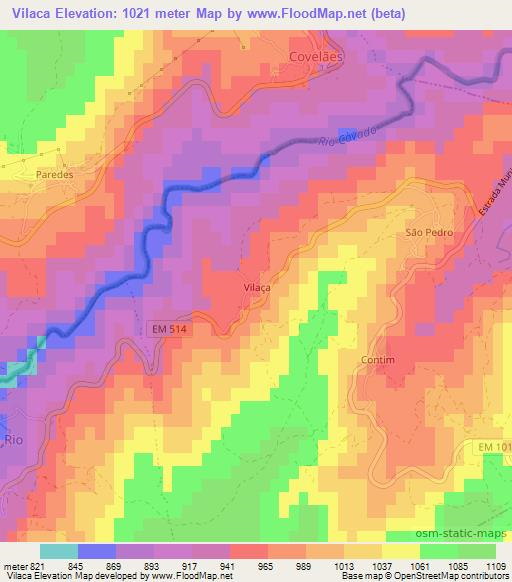 Vilaca,Portugal Elevation Map