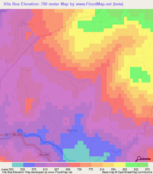 Vila Boa,Portugal Elevation Map