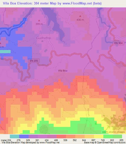 Vila Boa,Portugal Elevation Map