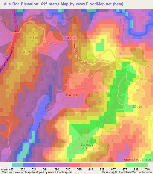Vila Boa,Portugal Elevation Map