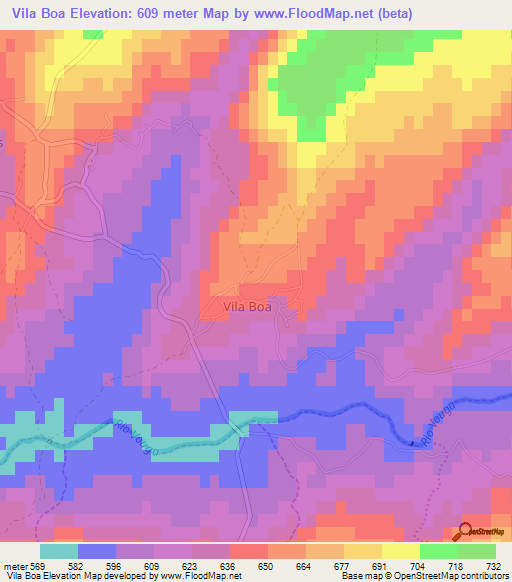 Vila Boa,Portugal Elevation Map