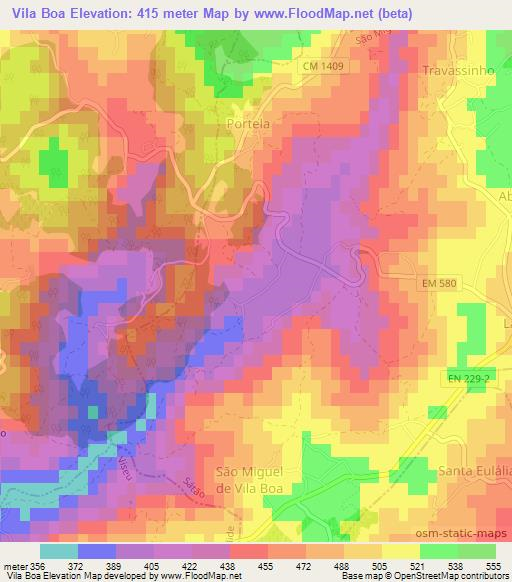 Vila Boa,Portugal Elevation Map