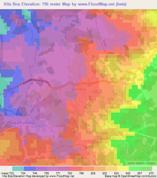 Vila Boa,Portugal Elevation Map