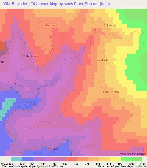 Vila,Portugal Elevation Map