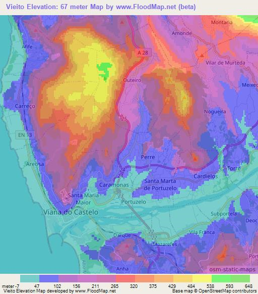 Vieito,Portugal Elevation Map