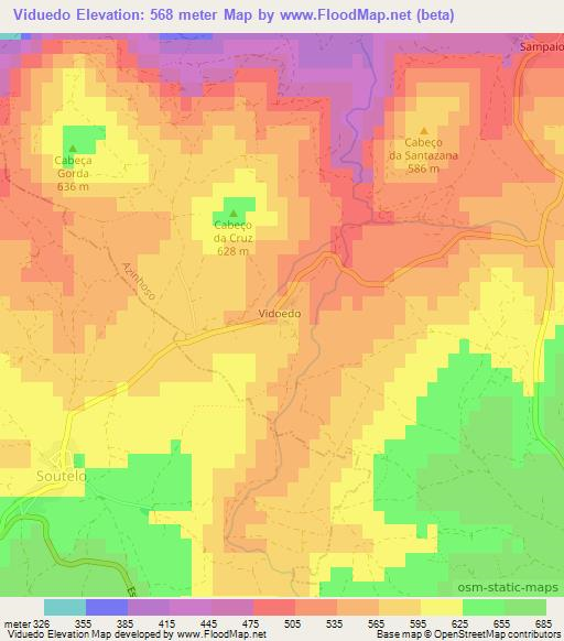 Viduedo,Portugal Elevation Map
