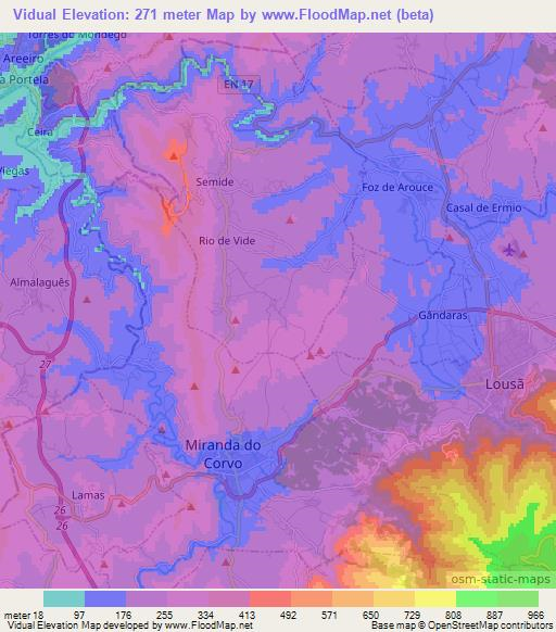 Vidual,Portugal Elevation Map