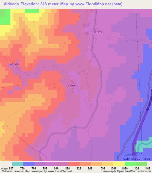 Vidoedo,Portugal Elevation Map