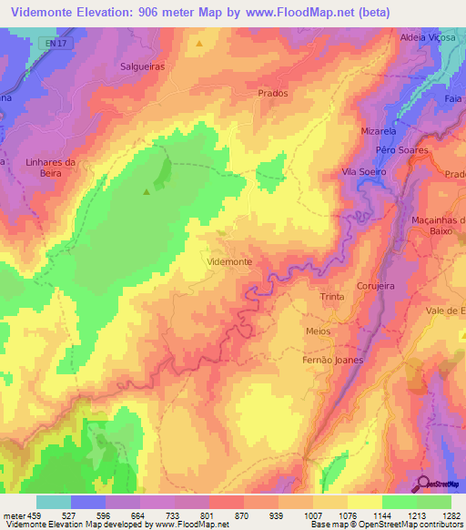 Videmonte,Portugal Elevation Map