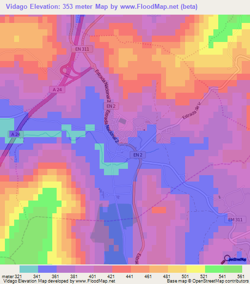 Vidago,Portugal Elevation Map