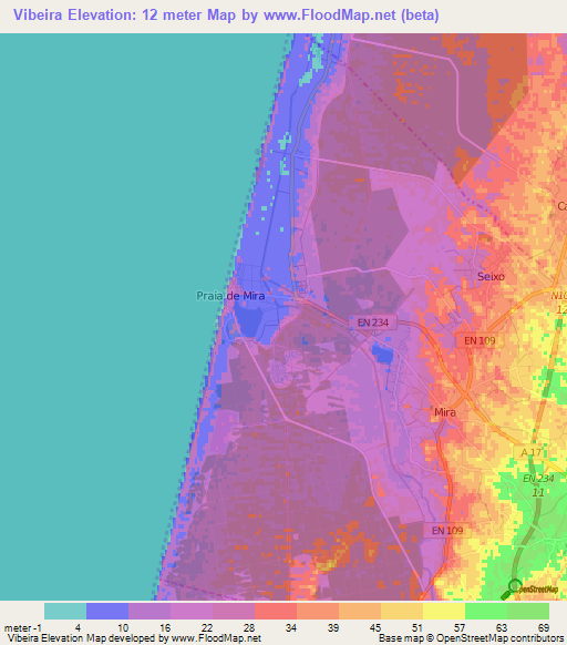 Vibeira,Portugal Elevation Map