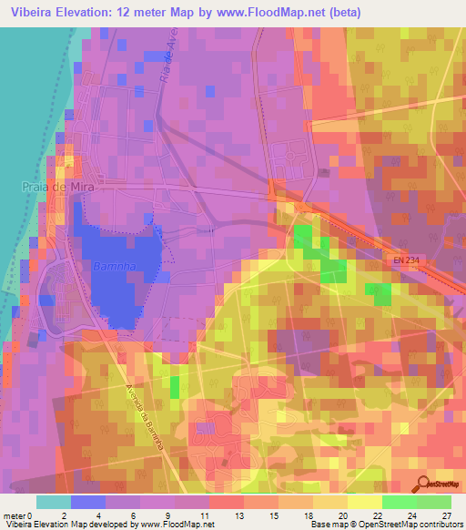 Vibeira,Portugal Elevation Map