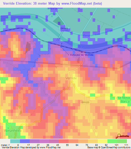 Verride,Portugal Elevation Map
