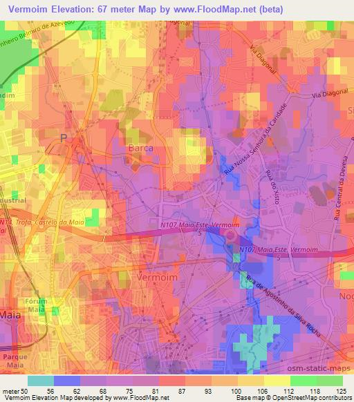 Vermoim,Portugal Elevation Map