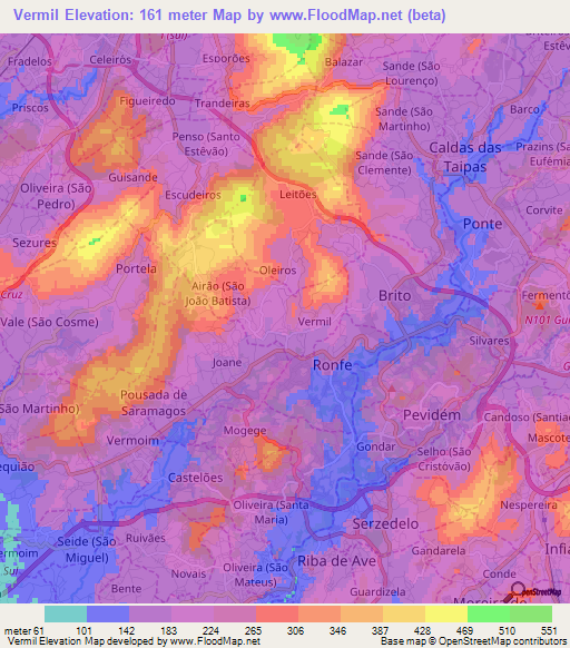 Vermil,Portugal Elevation Map