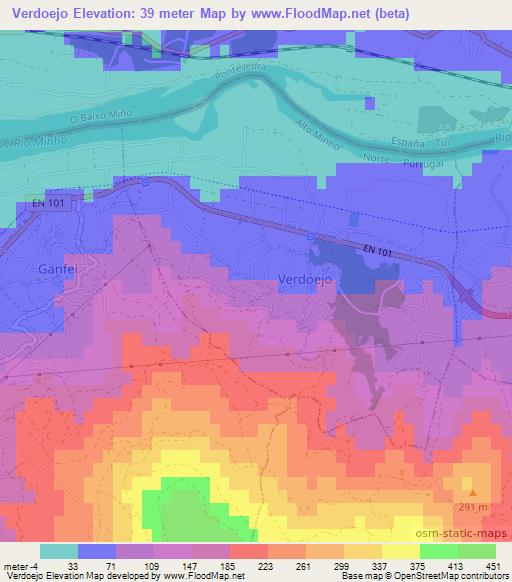 Verdoejo,Portugal Elevation Map