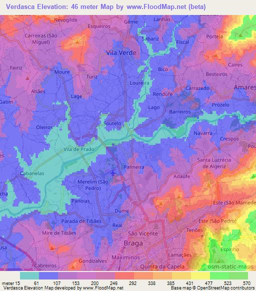 Verdasca,Portugal Elevation Map