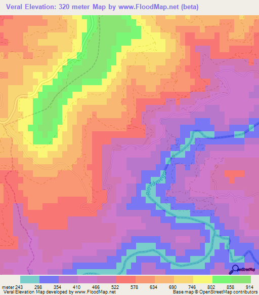 Veral,Portugal Elevation Map