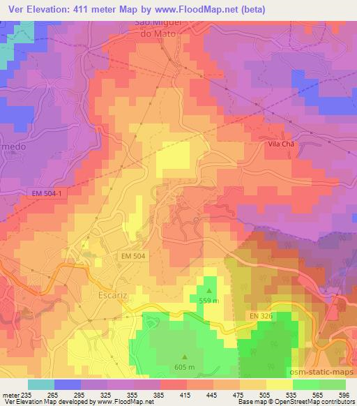 Ver,Portugal Elevation Map