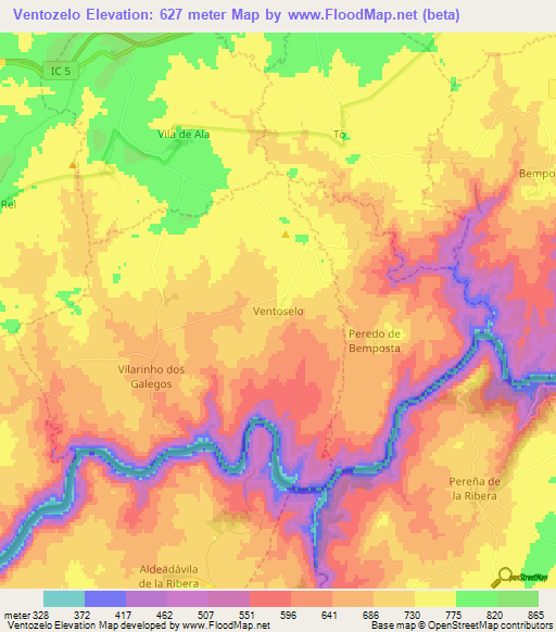 Ventozelo,Portugal Elevation Map