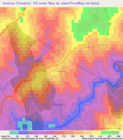Ventoso,Portugal Elevation Map