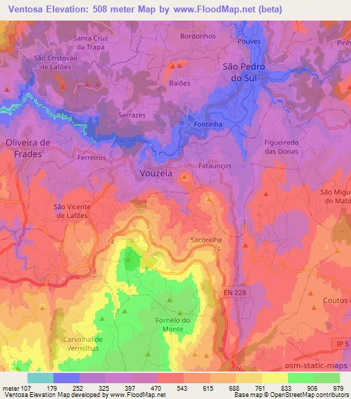 Ventosa,Portugal Elevation Map