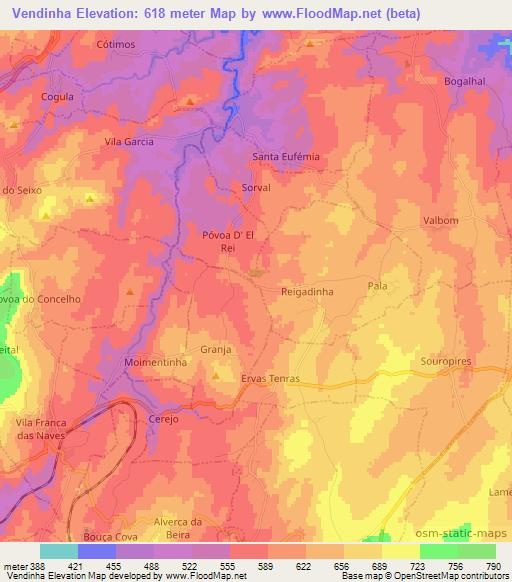 Vendinha,Portugal Elevation Map