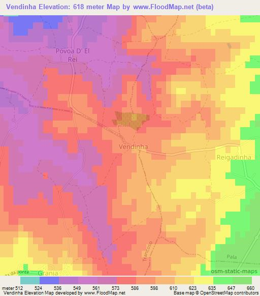 Vendinha,Portugal Elevation Map