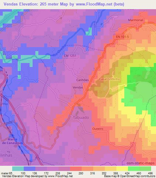 Vendas,Portugal Elevation Map