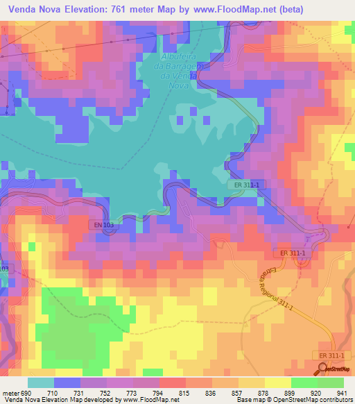 Venda Nova,Portugal Elevation Map