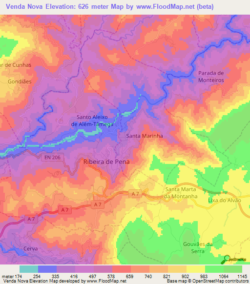 Venda Nova,Portugal Elevation Map