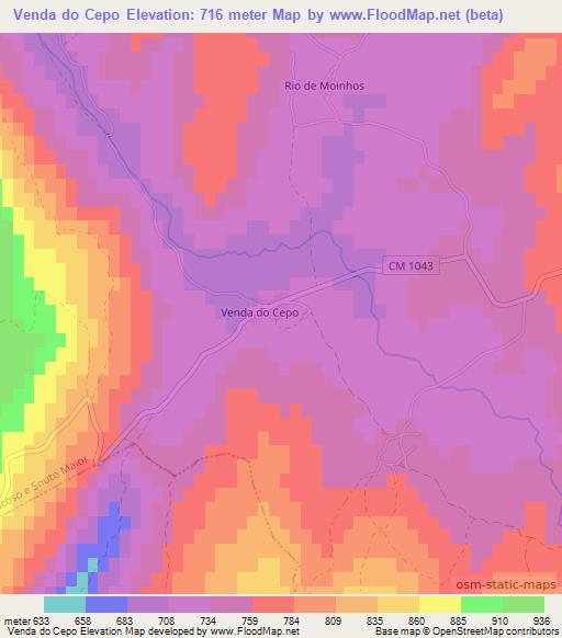Venda do Cepo,Portugal Elevation Map