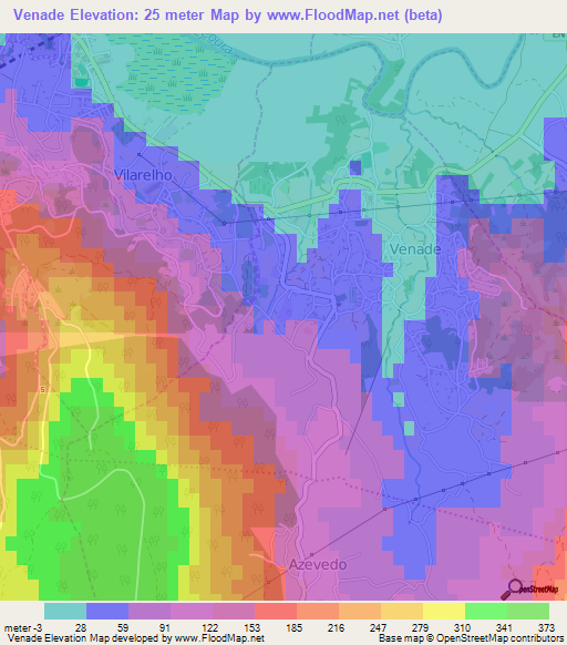 Venade,Portugal Elevation Map