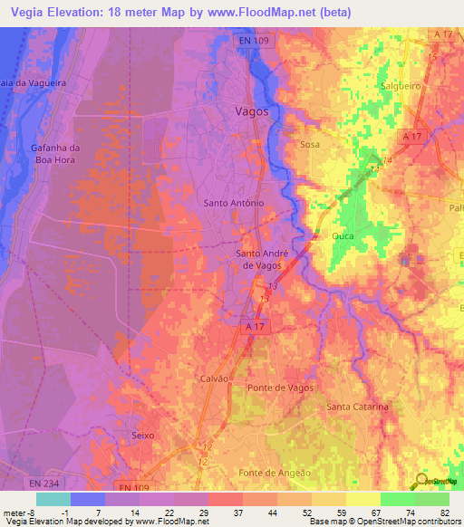 Vegia,Portugal Elevation Map