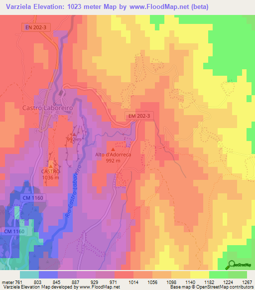 Varziela,Portugal Elevation Map