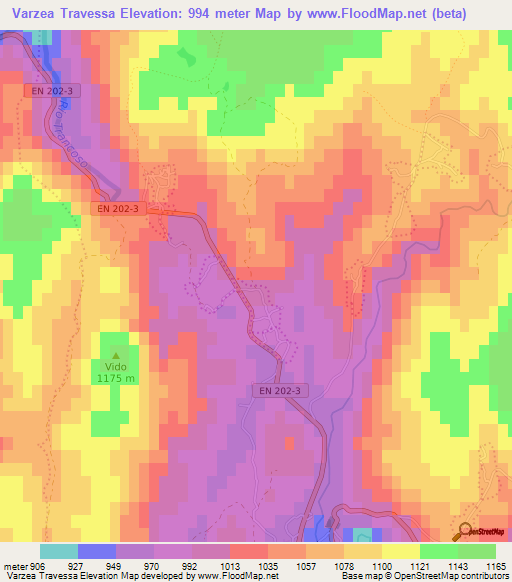 Varzea Travessa,Portugal Elevation Map