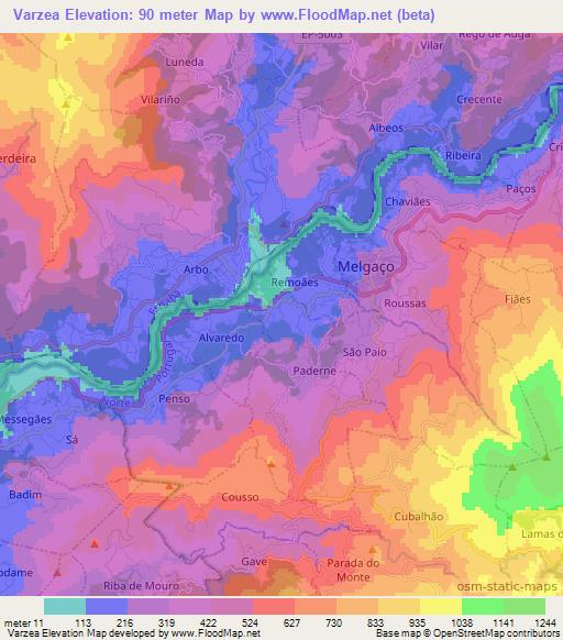 Varzea,Portugal Elevation Map