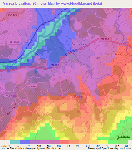 Varzea,Portugal Elevation Map