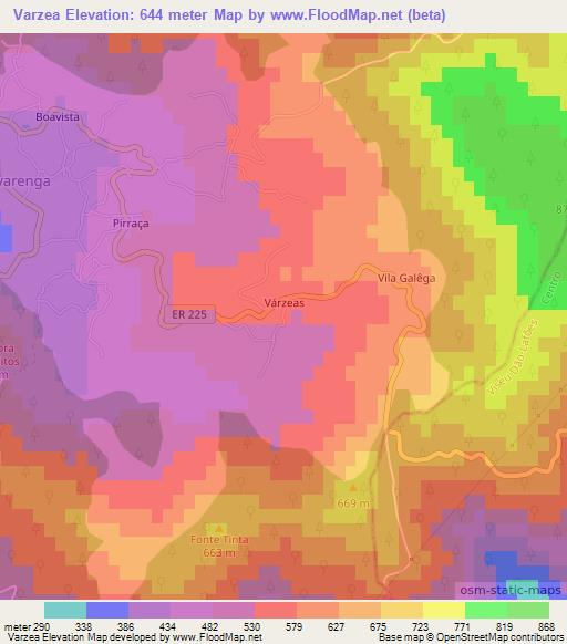 Varzea,Portugal Elevation Map