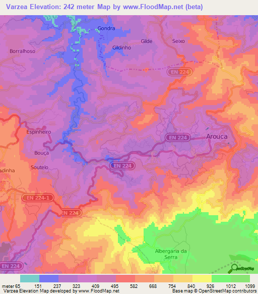 Varzea,Portugal Elevation Map