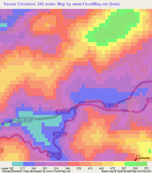 Varzea,Portugal Elevation Map