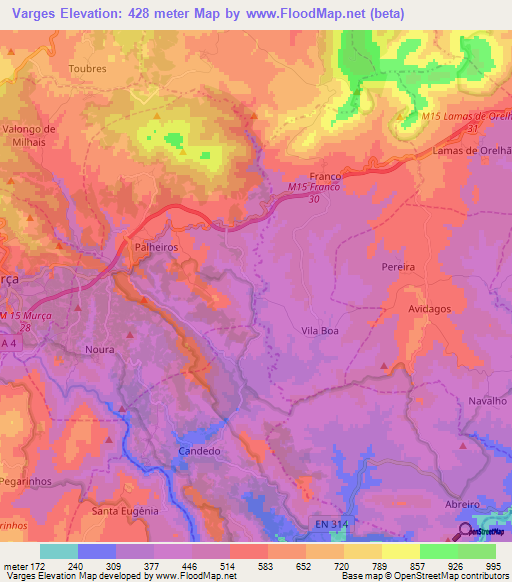 Varges,Portugal Elevation Map